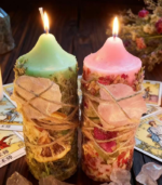 Herbal Elemental Wish Candles with Raw Crystals - Image 9